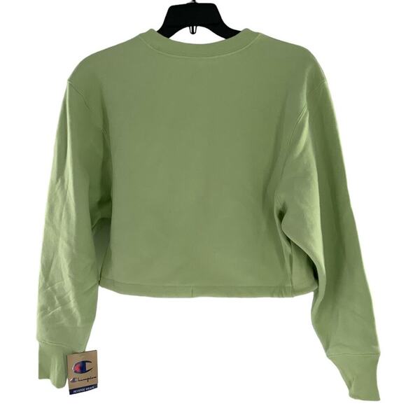 Champion Reverse Weave Crop Fleece Sweatshirt Womens Small Long Sleeve Crew Neck - Picture 2 of 13